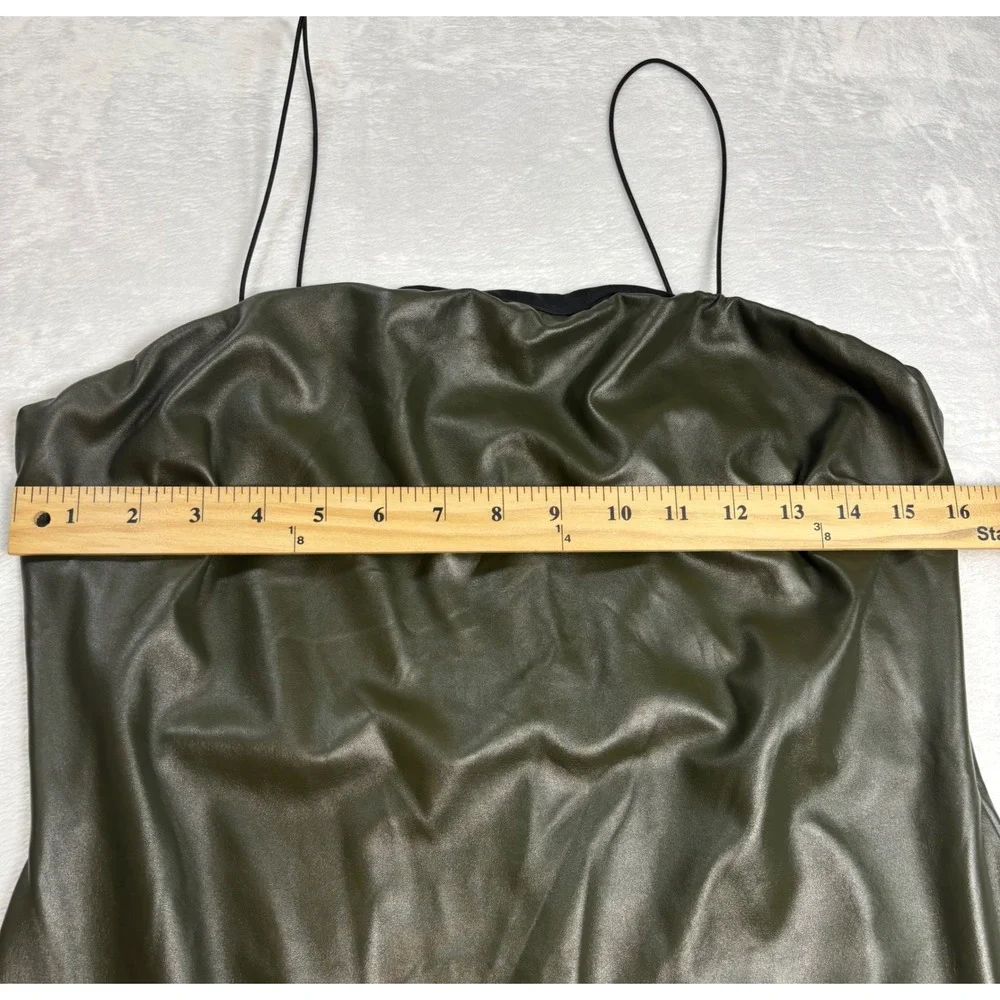 Boohoo Faux Leather Midi Dress Womens Olive Green Good Condition Bodycon Size 10